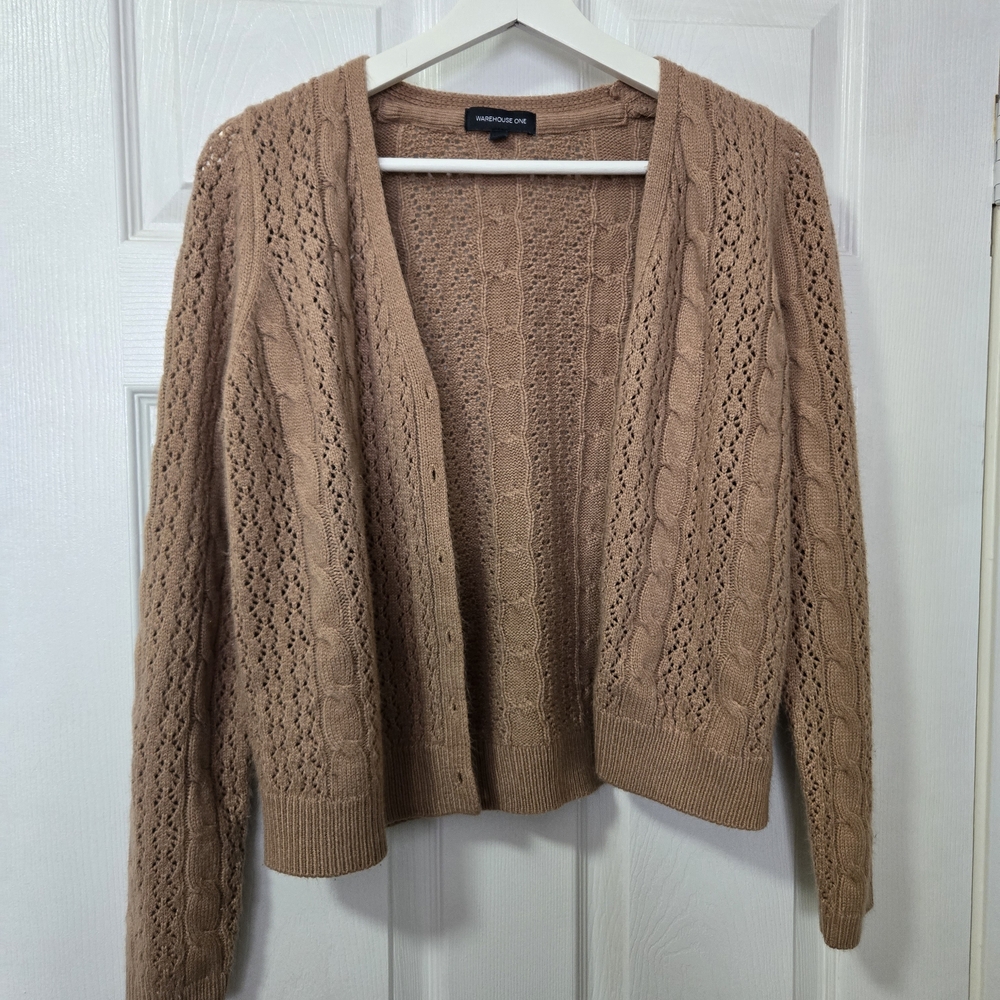Warehouse One Camel Cable Knit Cardigan